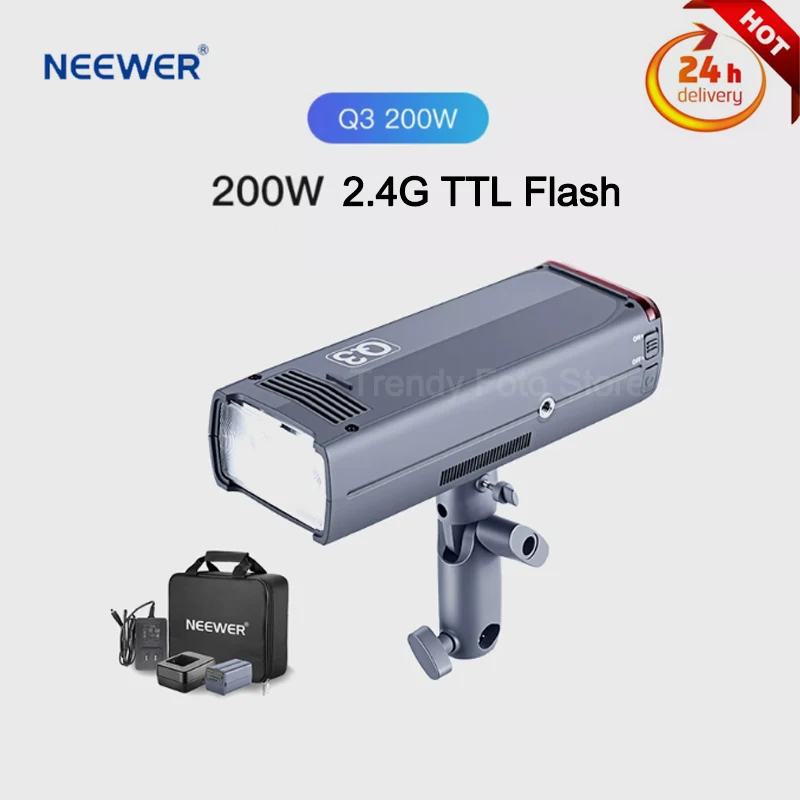 

Внешняя вспышка NEEWER Q3 светильник 200Ws TTL 2,4G 1/8000 HSS 0,01-30s, переработка батареи 3200 мАч с триггером QPRO и диффузором