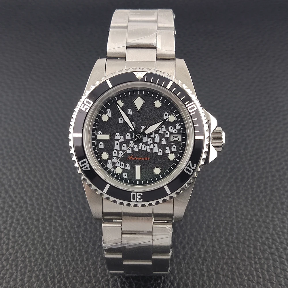 

40mm nh35 Watch Watch of Men Green Luminous Sapphire Crystal Stainless Steel Watch Waterproof 100M nh35 Automatic Mechanical