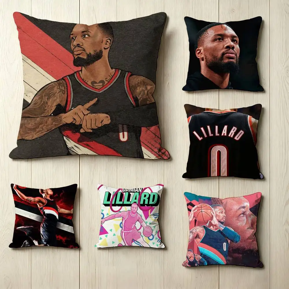 Basketball player D-Damian Lillard Square Double-Sided printed Pillow Case Bedroom Bedside Pillow Sofa Cushion Cover