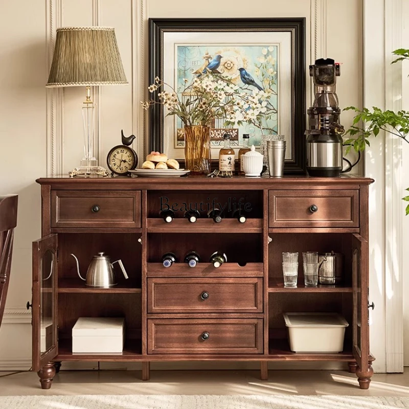 

05-Simple American walnut all solid wood dining side cabinet furniture locker