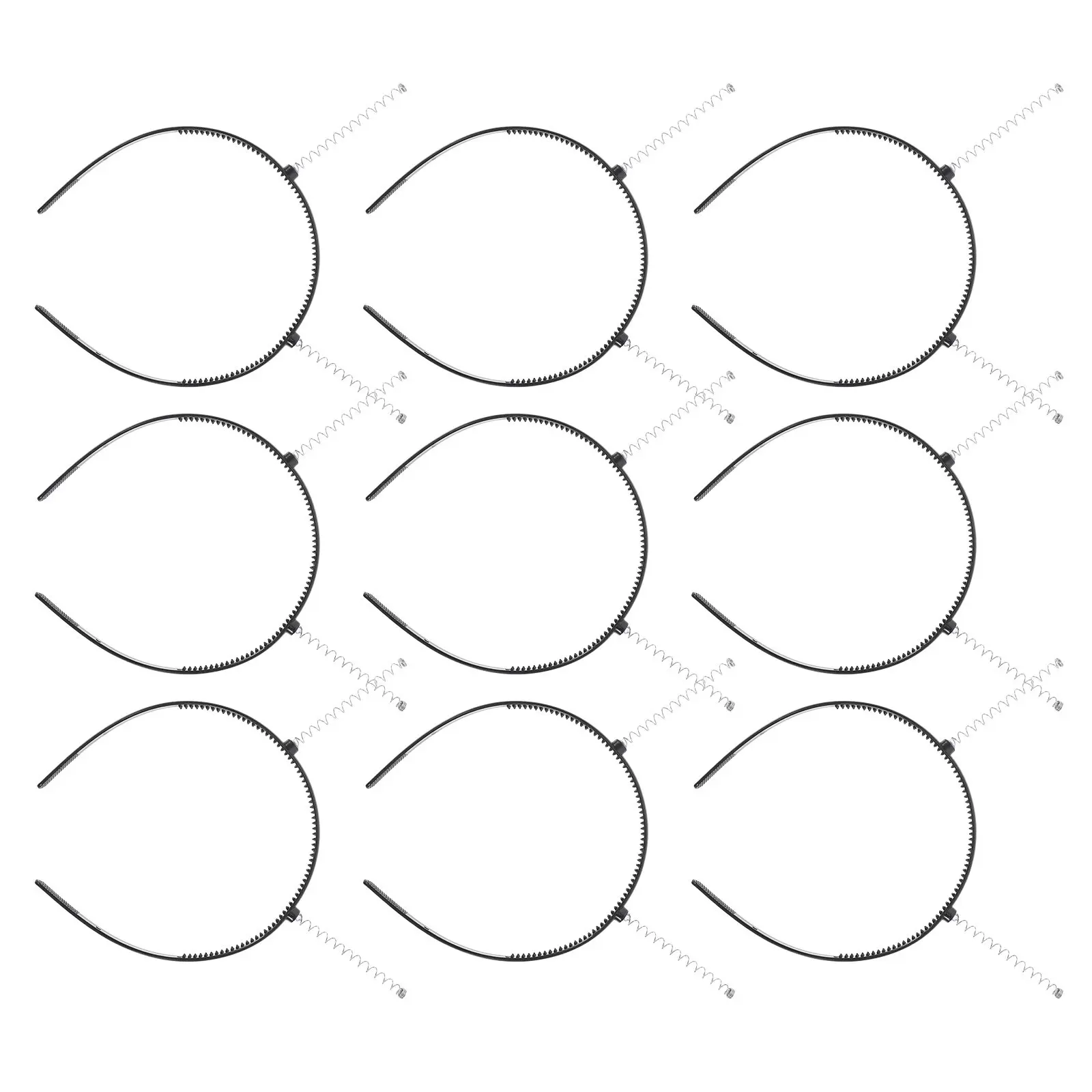 

9Pcs Plastic Semi-Finished Spring Headband Toothed Non-Slip Holiday DIY Hair Accessories for Costume Craft Making