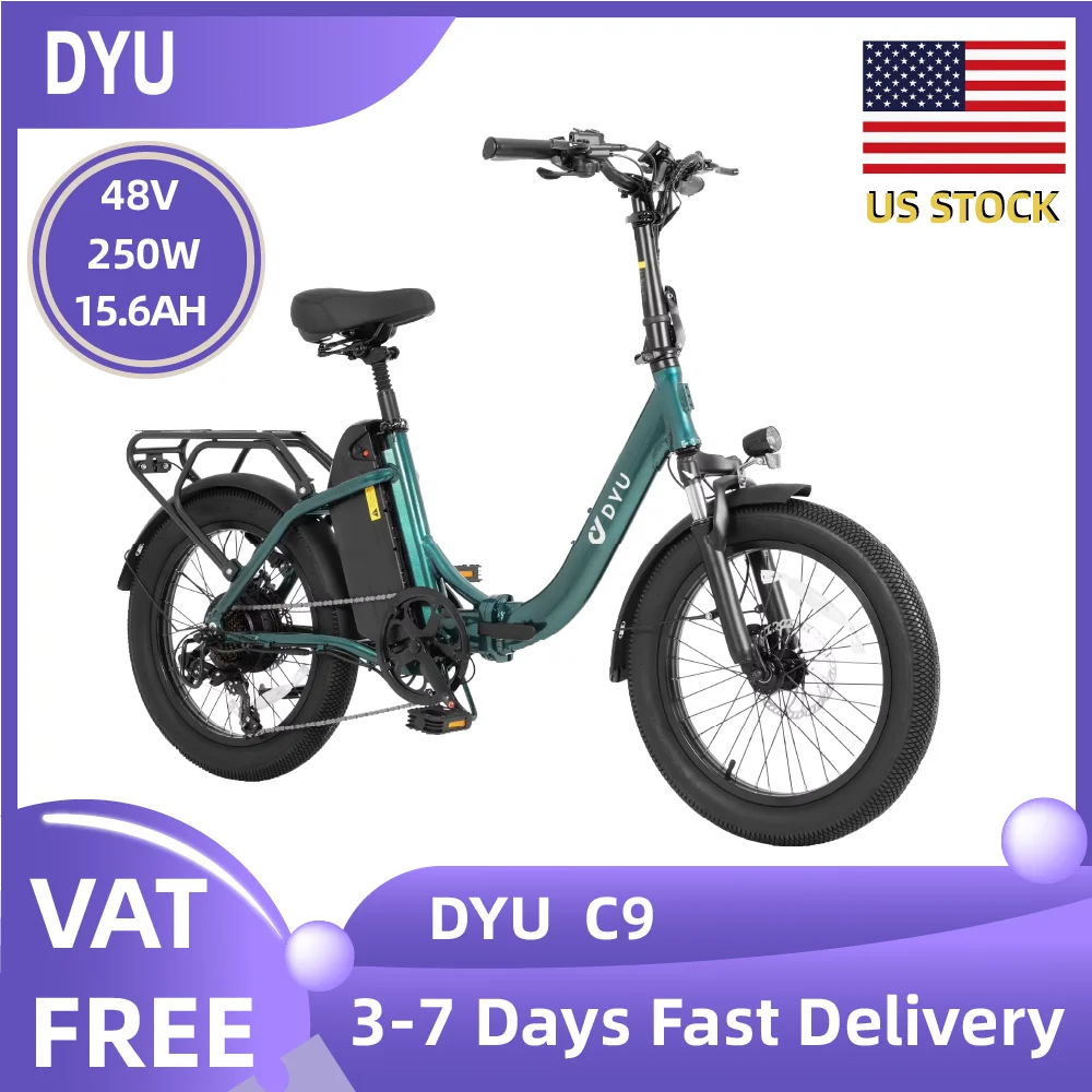 

DYU C9 Adult Electric Bicycle, 20 Fat Tire Electric Bike electric bike 250W motor city ebike, 48V 15.6AH E-bike