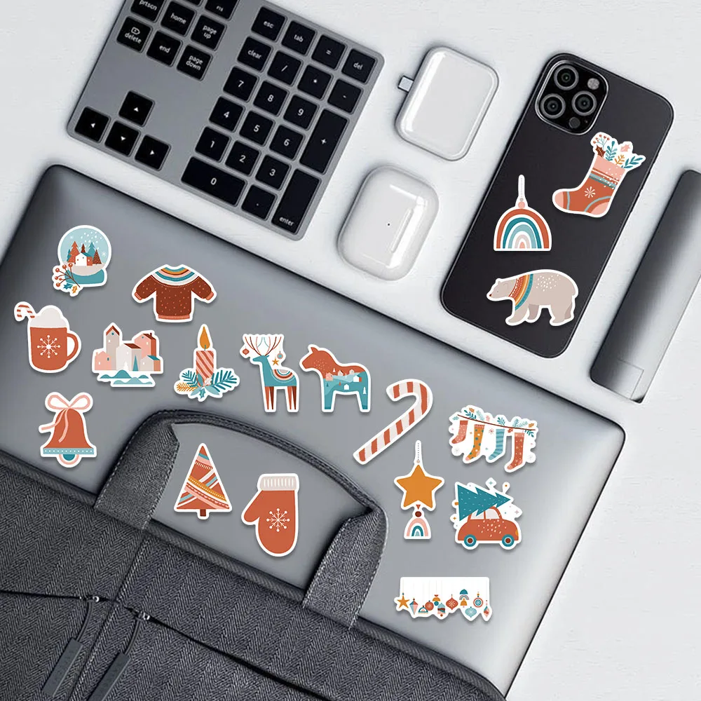 24PCS Retro Style Christmas Stickers Cartoon Animals Decals For Holiday Gifts Laptop Notebook Fridge Glass Decoration Stickers