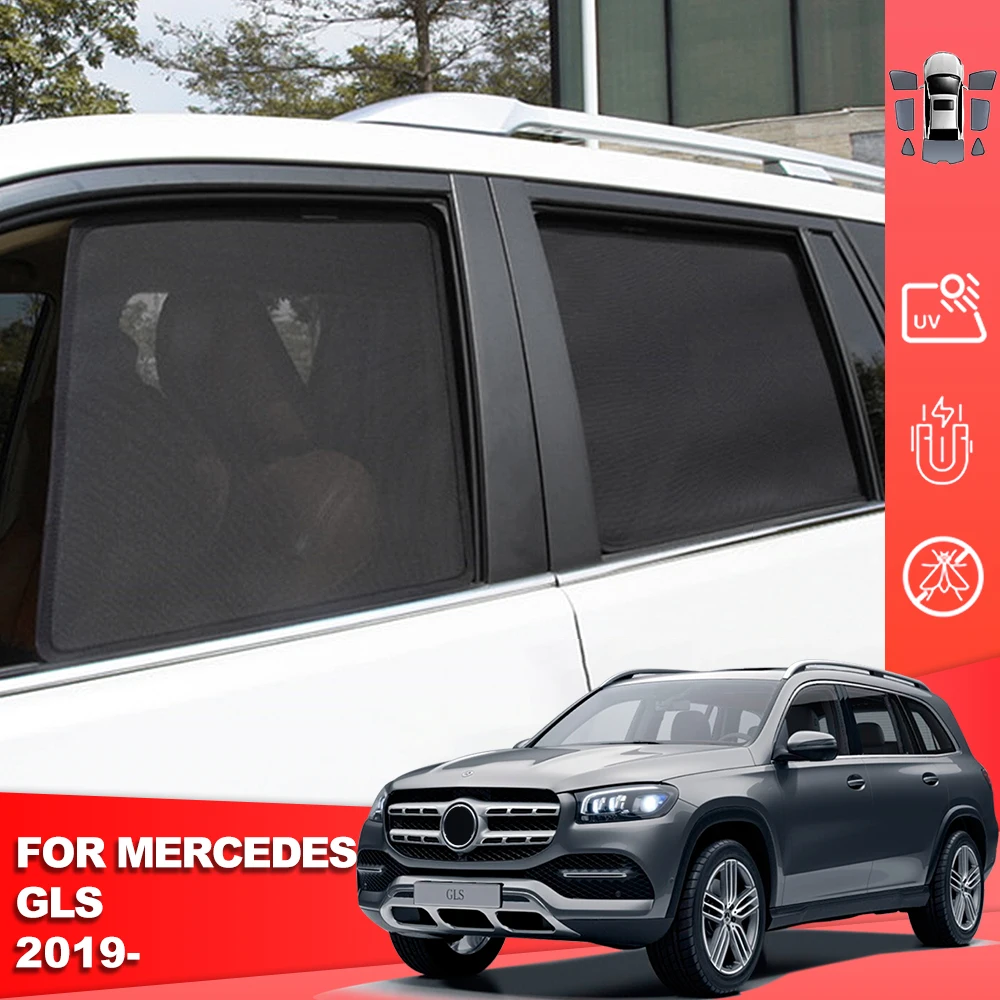 

For Mercedes Benz GLS SUV X167 2019-2024 Magnetic Car Sunshade Front Windshield Curtain Rear Side Baby Window Sun Shade Visor