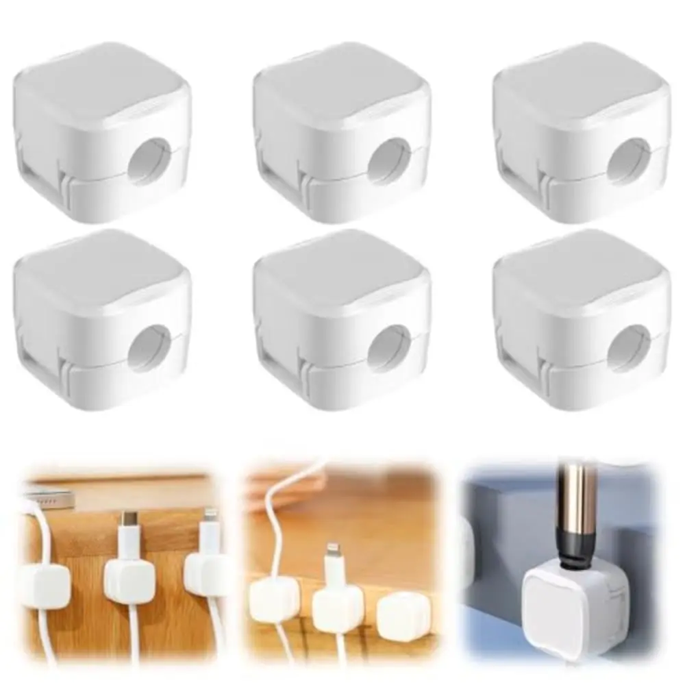 6Pcs Magnetic Magnetic Cable Organizer Under Desk Adhesive Cable Clip Organizer Cord Holder Smooth Charging Line