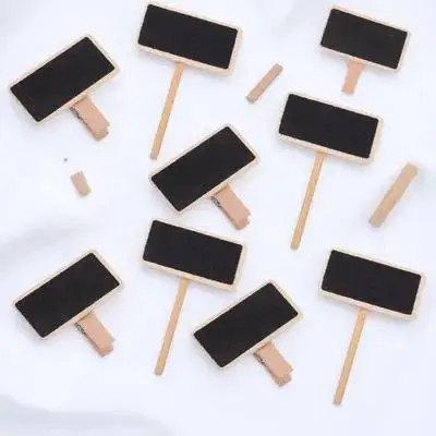 50Pcs Mini Wooden Blackboard Clips Set Creative Photo Memo Clamps Small Message Board for Family Friends Hotel Cafe Decoration