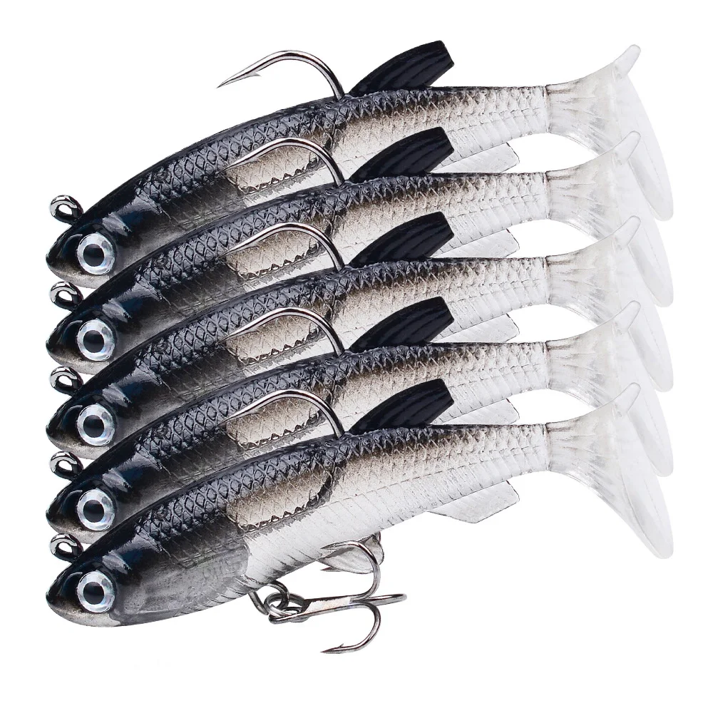 1szt Miękka przynęta Gumowa przynęta wędkarska 75mm 85mm Sztuczna tonąca przynęta Curly T Tail Jig Head Fishing Tackle Goods For Bass Pike
