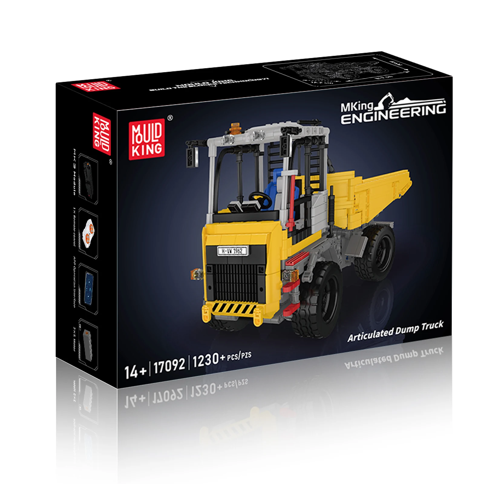Molde rei 17092 1230 pçs dobradiça caminhão basculante blocos de montagem modelo veículo construção kit engenharia brinquedo presente para crianças