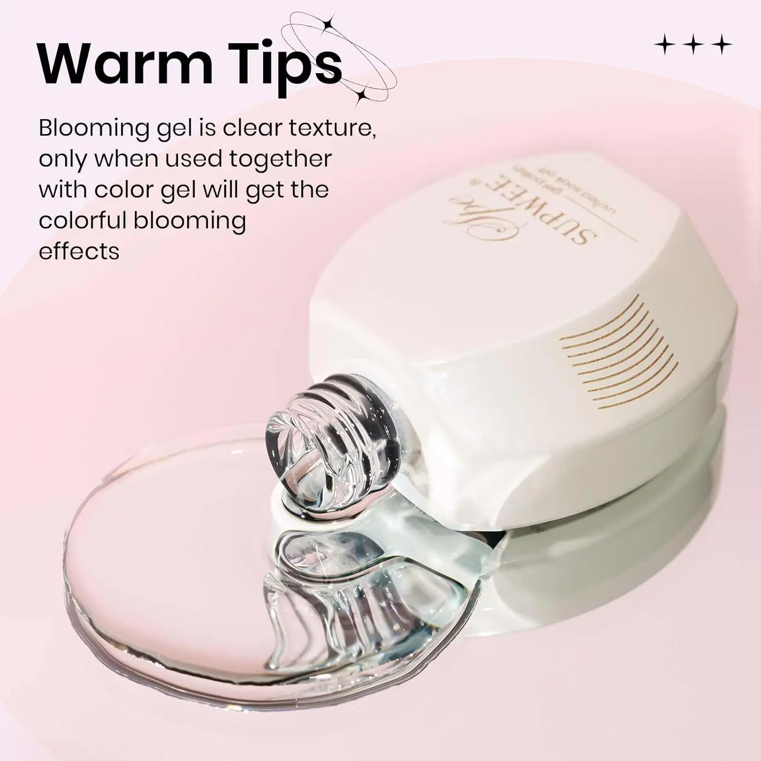 طلاء أظافر جل شفاف مزهر 15 مل، مصباح LED بالأشعة فوق البنفسجية بتأثير رخامي هدية لعيد الأم