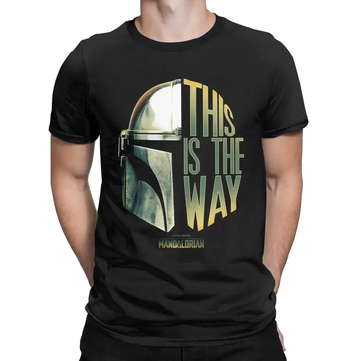 The Mandalorian This Is The Way Helmet Men T Shirts Oversized Vintage Tee Shirt Hip Hop T-Shirt 100% Cotton Casual Tops