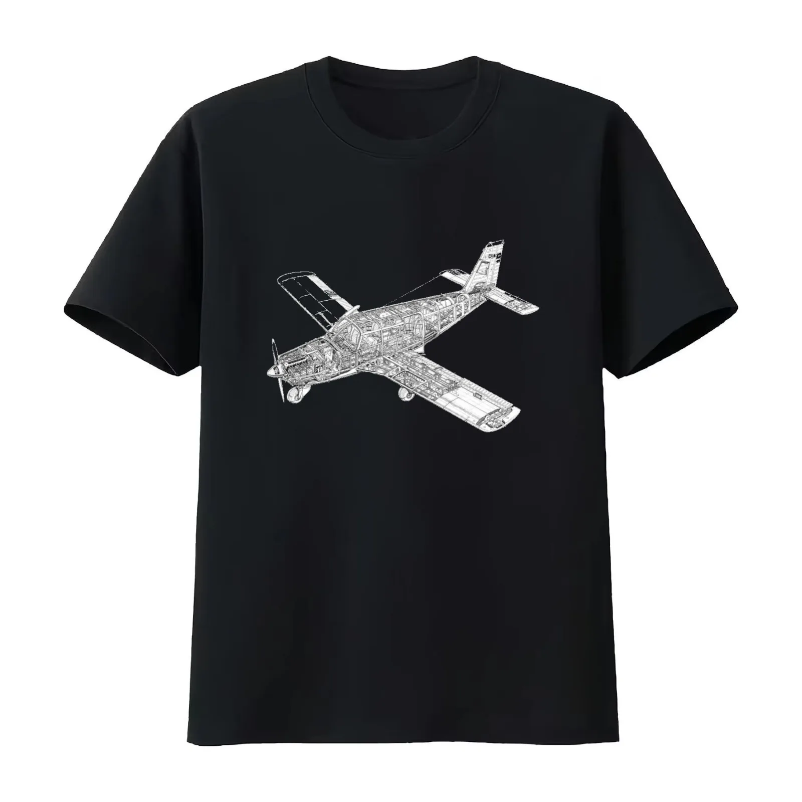 Piper Cherokee Flying Bluprint T-Shirt Summer Casual Cotton Tee Oversized Streetwear Tops Vintage Graphic Print 100% Cotton