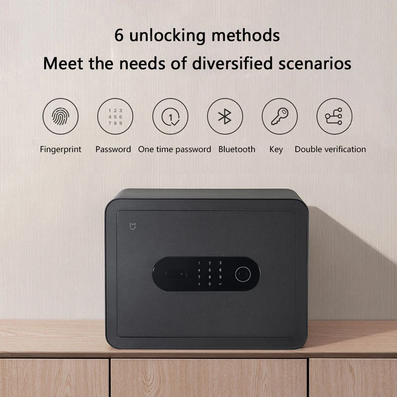 Xiaomi Mijia Smart Safe-Deposit Box 65Mn Anti-Drilling Steel Plate Semiconductor Fingerprint Recognition Work with MiHome App