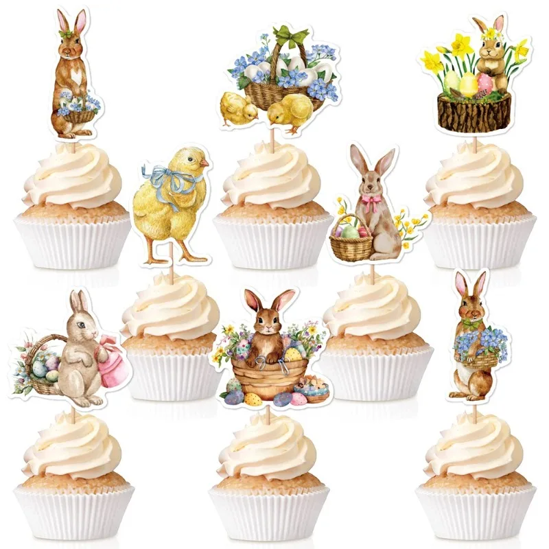 

2026 New Easter Bunny Cake Toppers Set Cute Rabbit Party Decorations DIY Anniversary Party Wedding Easter Cake Decor