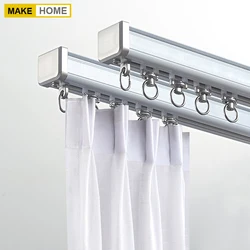 Curtain Rail Metal Silencer Strong Durable White Modern Curtains Track for Hotel Bedroom Living Room Accessories Custom Size