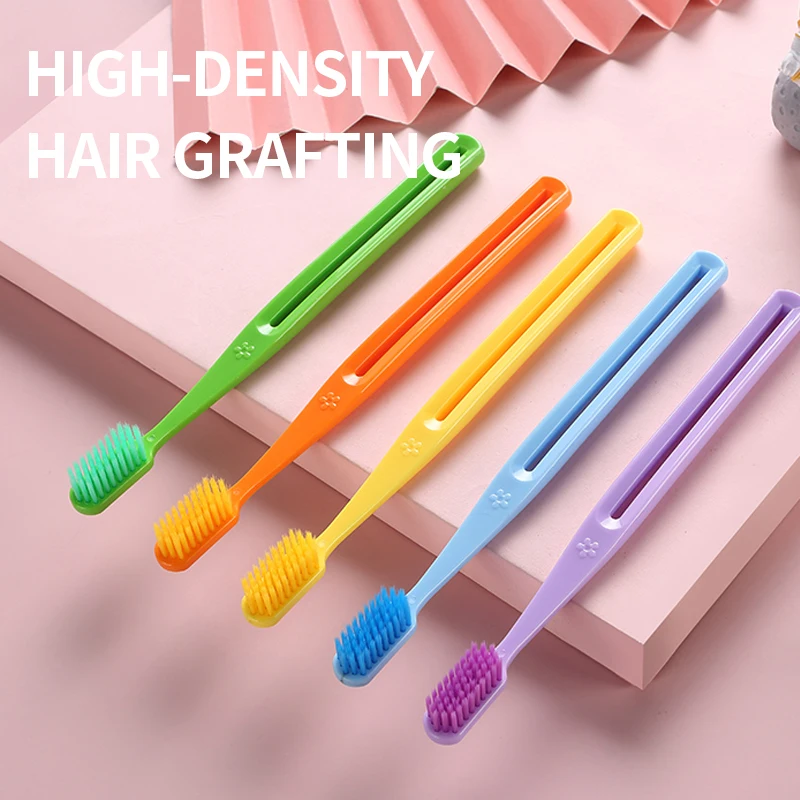5 PCs. of macarone multi color soft bristle toothbrush, couple toothbrush, family effective cleaning toothbrush