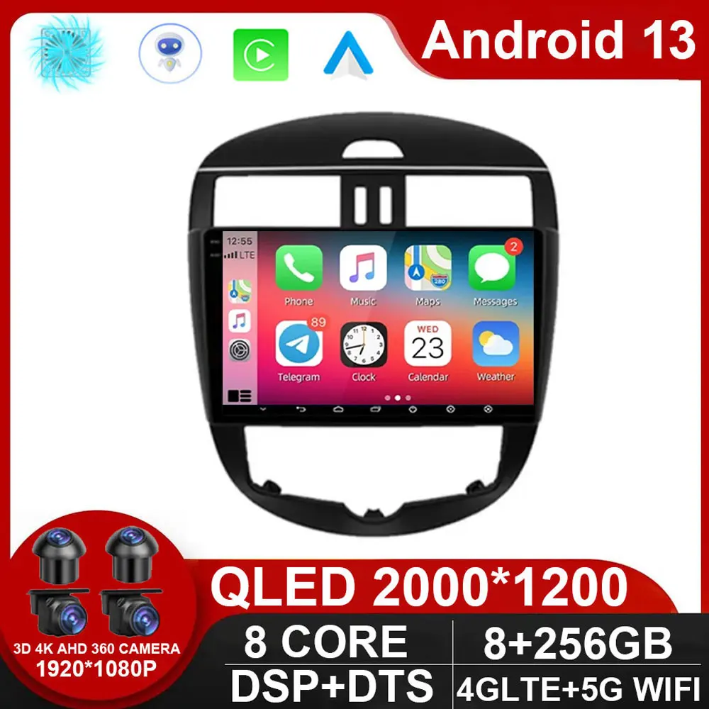 

For Nissan Tiida 2011 - 2015 2 Din Android 13 Car Radio Stereo WIFI GPS Navigation Multimedia Touch Screen Player Head Carplay