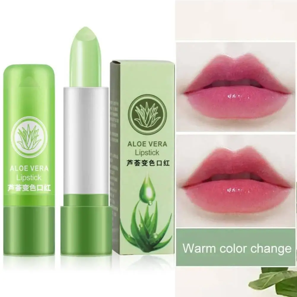 Aloe Vera balsamo per le labbra che cambia colore Lipgloss impermeabile rossetto antiaderente cambia idratante Anti-asciugatura temperatura Cosmet V3w4