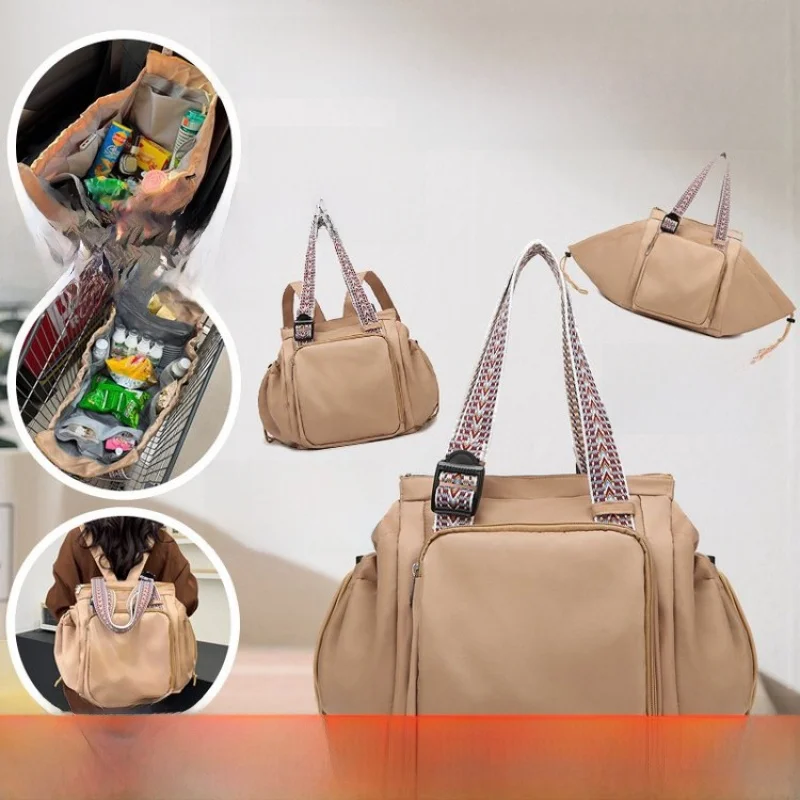 

New Large Capaci Foldable op Bag Double oulder Bapa Travel Women's Handheld Single oulder Bag Commuter Sle ...
