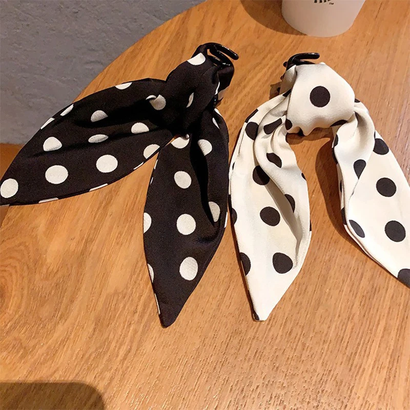 أبيض وأسود البولكا نقطة القوس كليب الساتان دبوس الشعر الكلاسيكي المألوف وأنيق الفتيات إكسسوارات الشعر دبوس الشعر