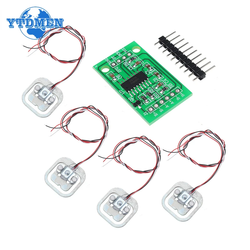 HX711 AD Module Body Load Cell Weighing Sensor Pressure Sensor + 4PCS 50kg Human Scale Load Cell Weight Sensors Measurement Tool