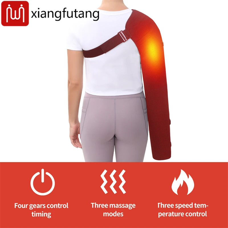 Protector de brazo largo con calefacción de capa de aire, masajeador de vibración para brazo, alivia el dolor de codo y hombro congelado, soporte de recuperación para el cuidado térmico del brazo