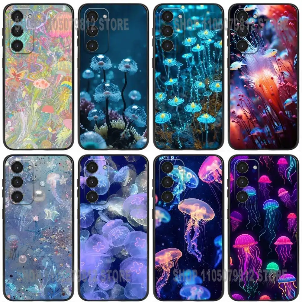 Grappige Kwallen Telefoon Case Voor Samsung Galaxy A20,21s,22,31,32,52,53,72,73,80,91 Zachte Siliconen Zwarte Cover