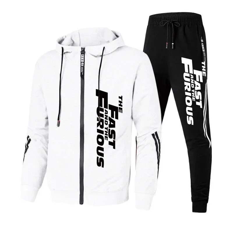 Men's zippered sportswear, hooded sportswear and pants, long sleeved jogging clothes, sporty fashion