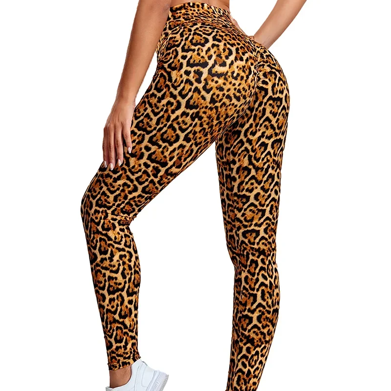 

Seamless Leopard Leggings Fitness Women High Waisted Yoga Pants Butt Ruched Gym Push Up Scrunch Female Sportswear Fitness