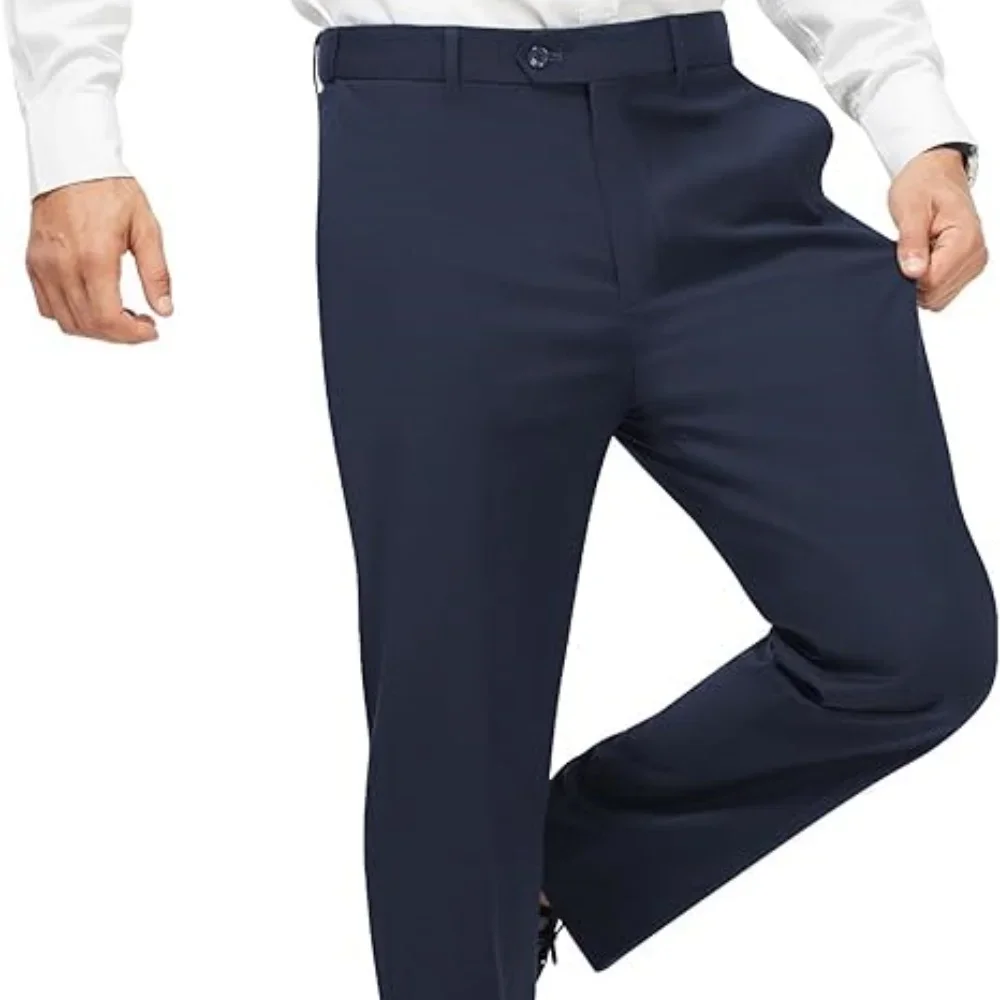 

Plus Size XS-6XL Trousers Men Business Suit Pants Stretch Formal Dress Pants Big Man Classic Black Trousers