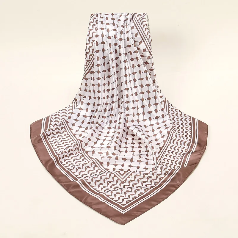 Newest Arabic Satin Silk Square Scarf Printed Muslim Women Hijab Headscarf Ladies Elegant Casual Headband Hair Scarf