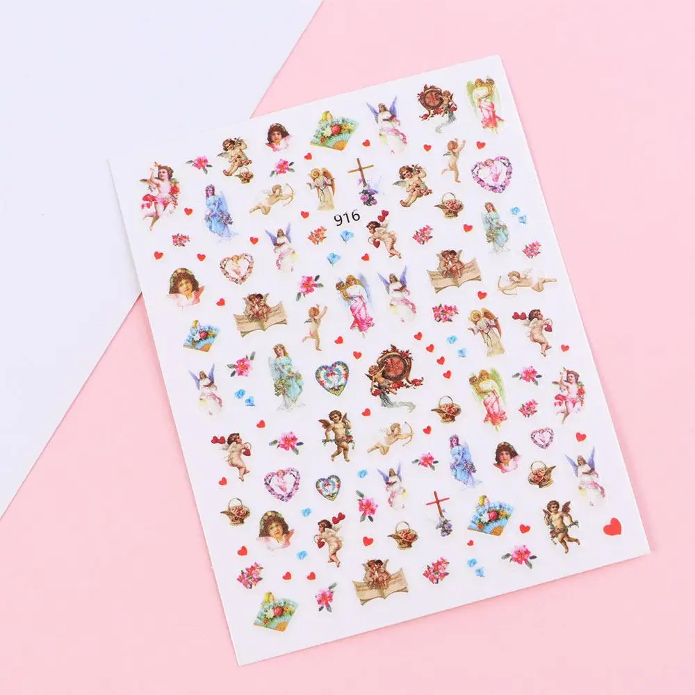 Self Adhesive DIY Flower Back Glue Heaven Mary Angel Nail Stickers Nail Decals Manicure Tools Nail Art Decorations