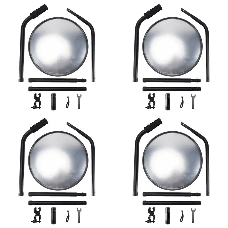 4X Under Vehicle Inspection Mirror - 12-Inch Diameter Security Mirror With Wheels And LED Light