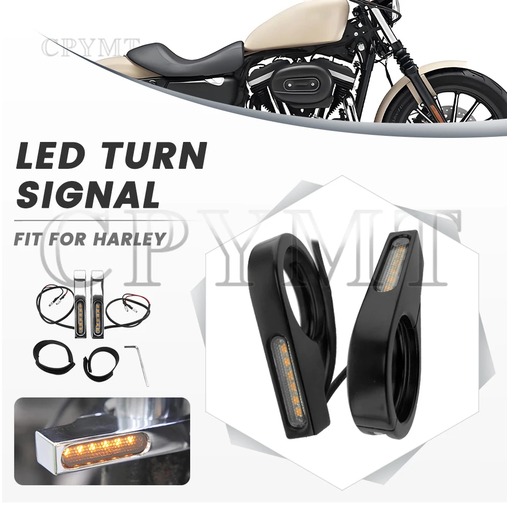 

Turn Signals Motorcycle 41mm LED Fork Tube Light Steel Amber Indicator Flasher Blinker Lamp Fit For Harley Yamaha Universal