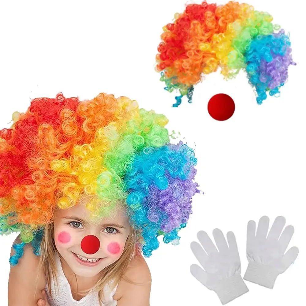 Carnival อีสเตอร์ Joker Curly วิกผมสั้น Wavy Curly ผมสายรุ้งระเบิดวิกผมสําหรับ Daily Party Headhair ผู้หญิงผู้ชายเด็กสวมวิกผม