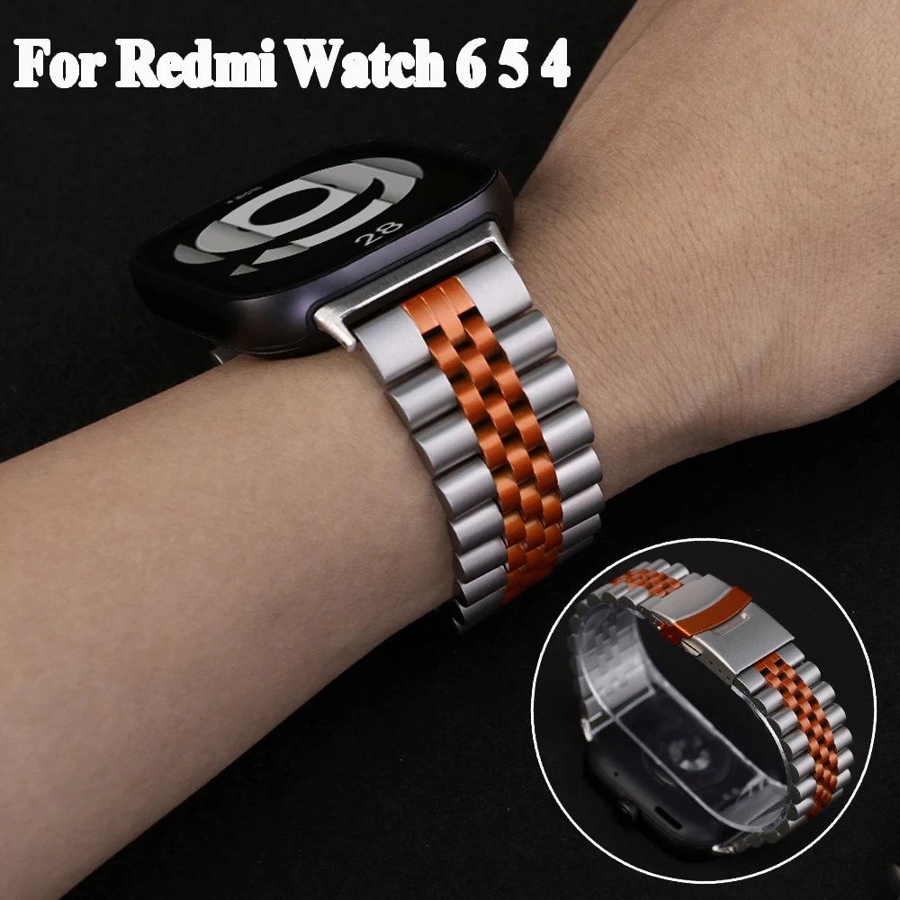 Luxus Edelstahl Armband Für Redmi Uhr 6 5 4 Metall Armband Correa Für Xiaomi Mi Band 9 Pro mi Band 8 Pro Smart Uhr Band