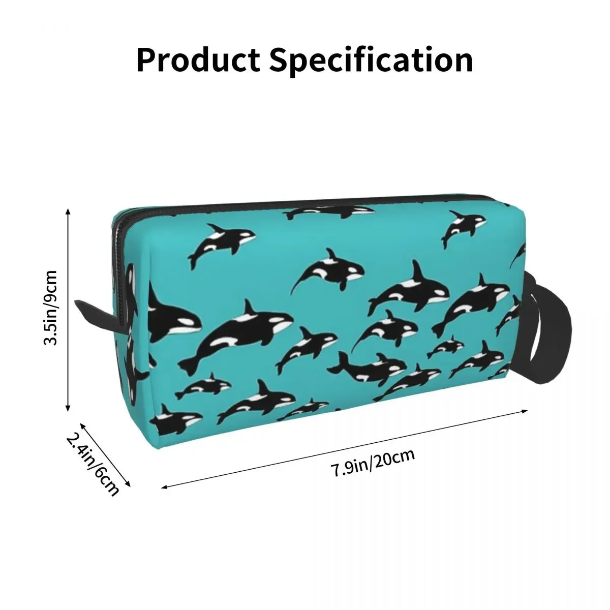 Orca Killer Whales Pattern Pencil Cases Large Storage Pen Bags Pen Box Pencil Pouch For Boys Girls Student Stationery Makeup Bag