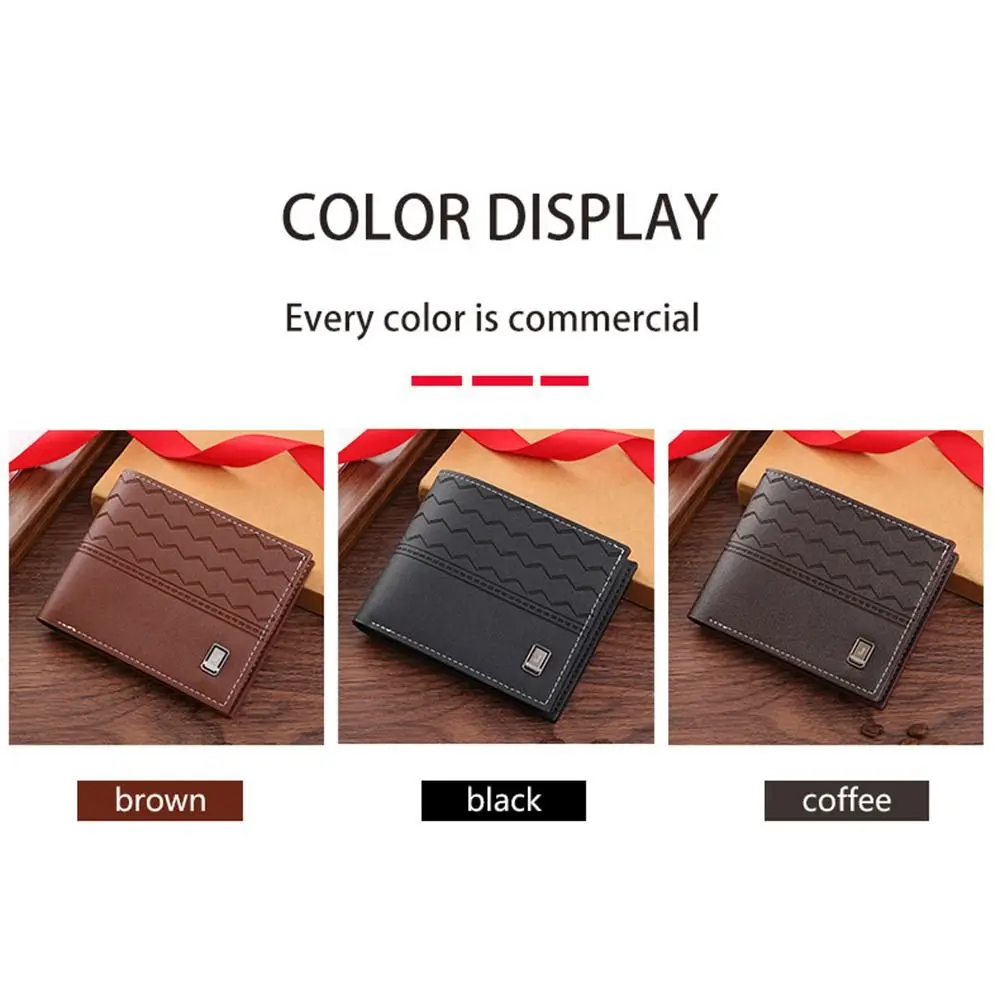 Two-fold Men Foldable Wallet Large Capacity Multi-card PU Leather Wallet Soft Multi-position Men's Short Wallet ID Card Holder