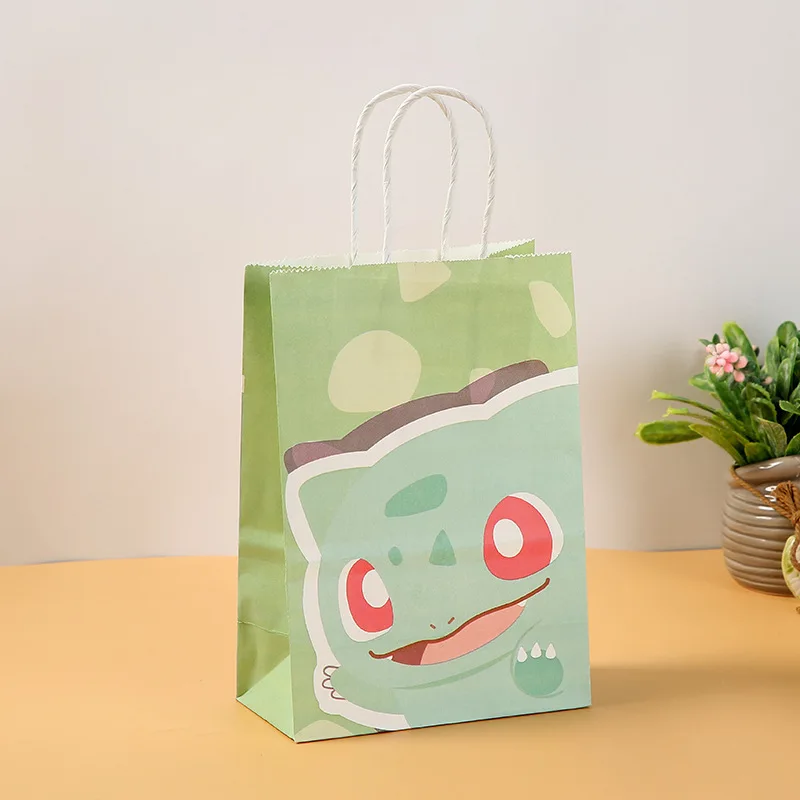 Bolsa de regalo de Pokémon Pikachu para niños, bolsa de dulces con bolsillo plano, tema de dibujos animados, suministros de juguetes para