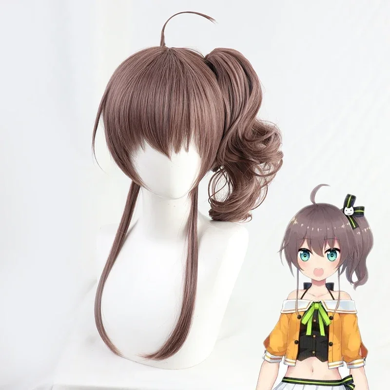 

YouTuber Natsuiro Matsuri Cosplay Wig Hololive Brown Curly Synthetic Hair Chip Ponytail Wig Cap