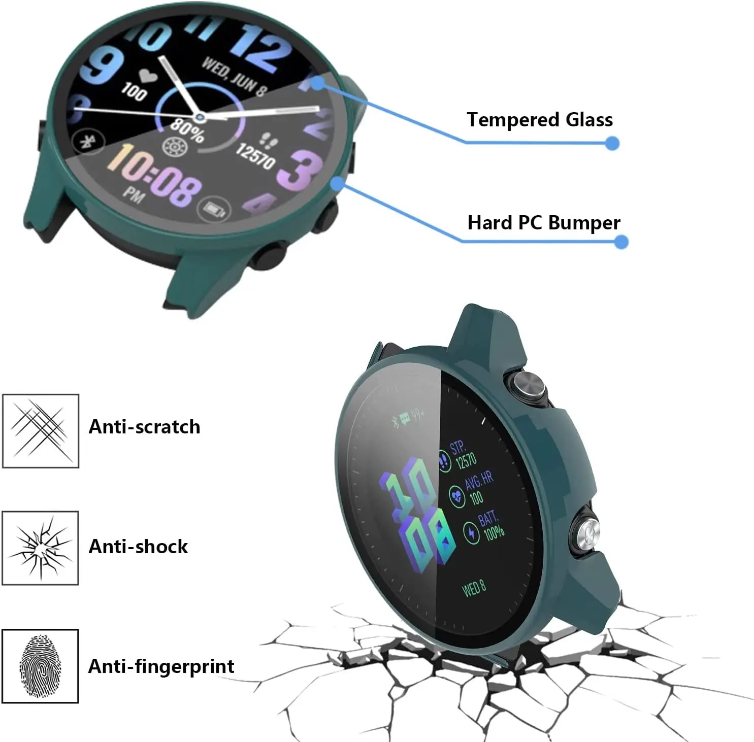 Boîtier rigide en verre trempé pour montre connectée Garmin, 30 pièces, pour Forerunner 265 265S 255S 255 965 955