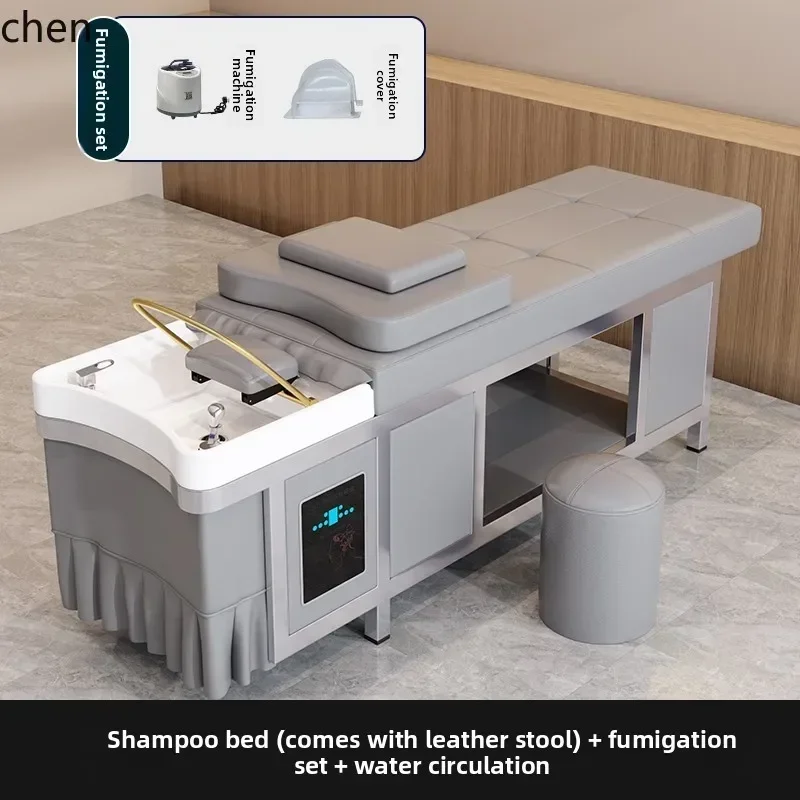 xtc-a  High-End Stainless Steel Shampoo Bed for Hair Salons with Water Circulation Heater and Steaming Bed