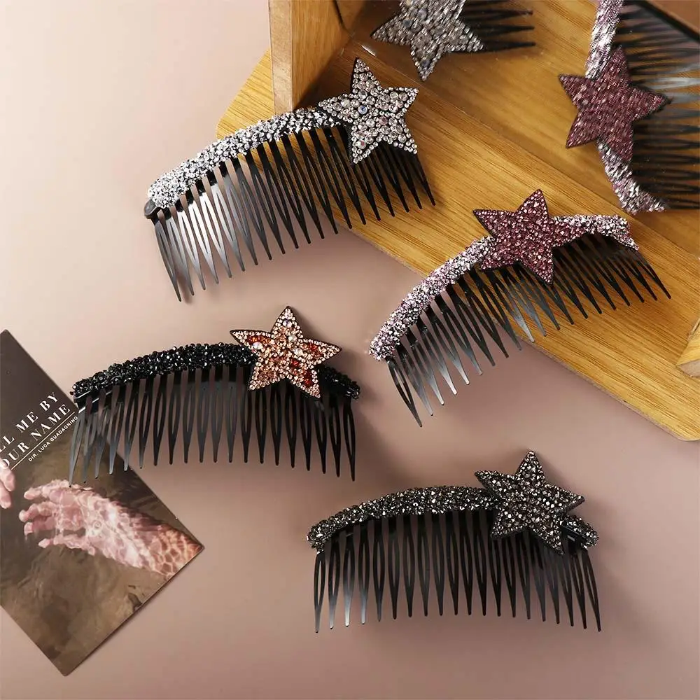 

Acrylic Rhinestone Star Hair Comb Fixed Combs Teeth Broken Hair Comb Headwear Invisible Extra Hair Holder