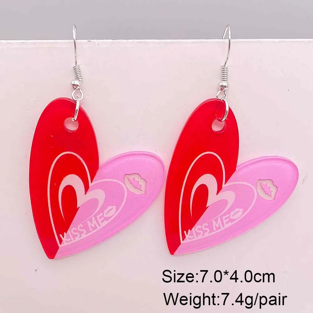 Valentine's Day Earrings Leopard Print Red Heart-shaped Sweet Fun Red Lip Earrings for Women Valentine's Day Jewelry Gifts image 5