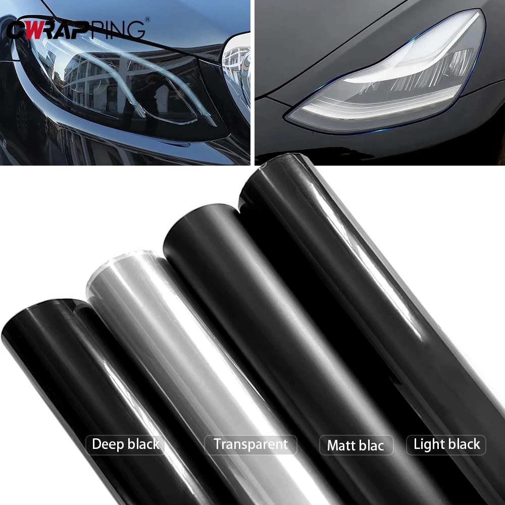 30*200cm tinte de faros de coche luz antiniebla luz trasera tinte negro ahumado pegatina de vinilo película impermeable para accesorios de faros de coche