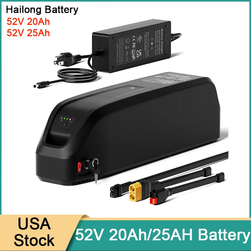 

52V Hailong Battery 20Ah 25Ah 21700-50G Cells For 50A BMS 100-2600W Motor Electric Bicycle With Charger