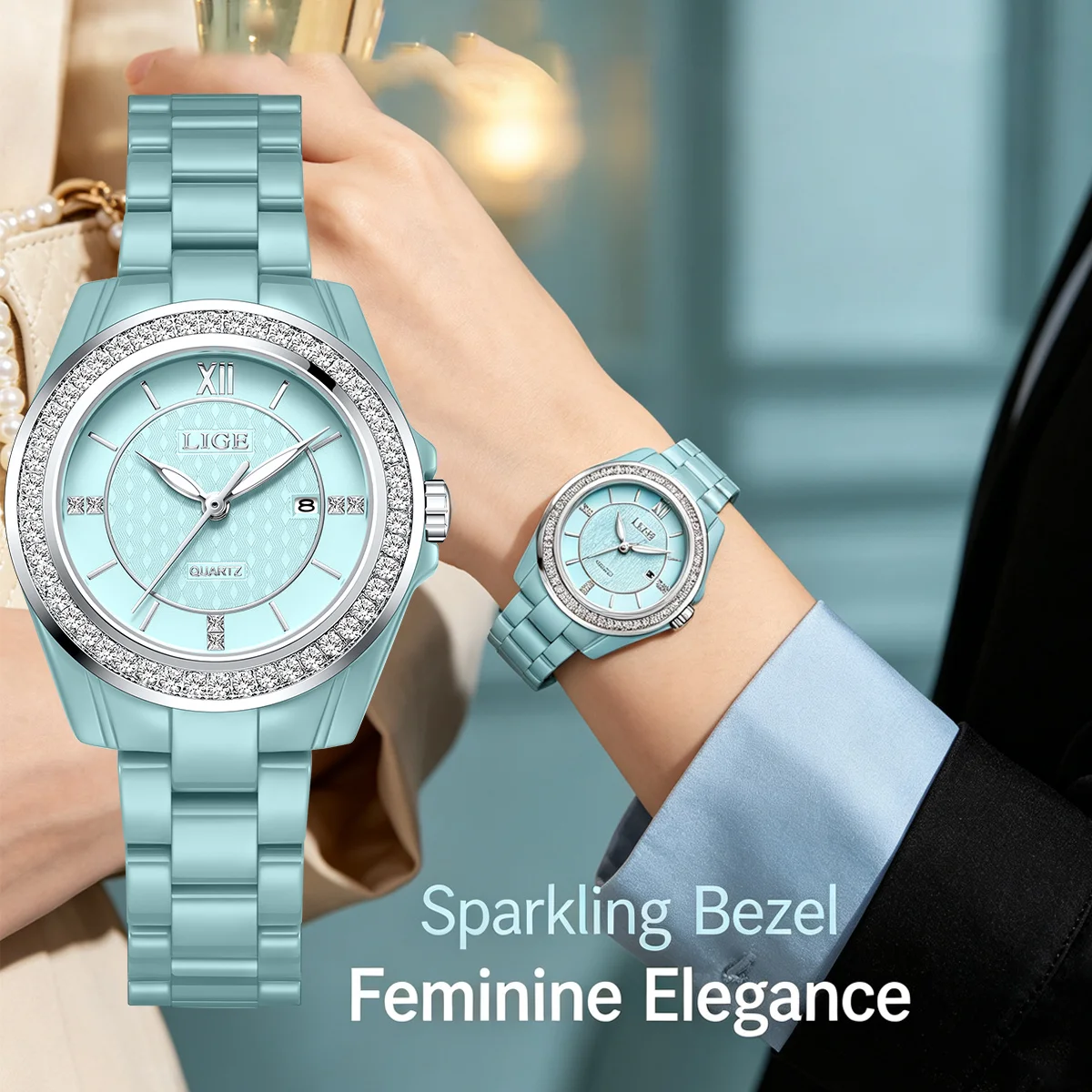 LIGE 2026 Women's Quartz Watch Calendar Waterproof Women's Watch Light Luxury Elegant Watch for Women Gift Relogio Feminino+BOX