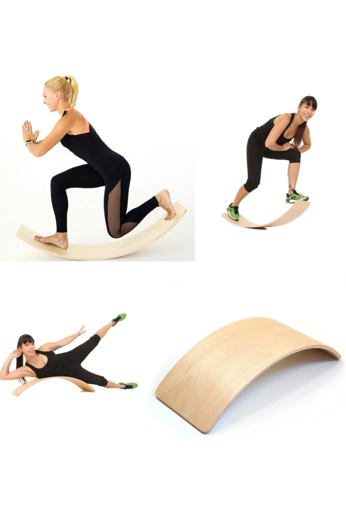 Balance Tahtası Balance Board Yoga Fitness Exercise Fitness Platform 90x30cm Natural Plywood