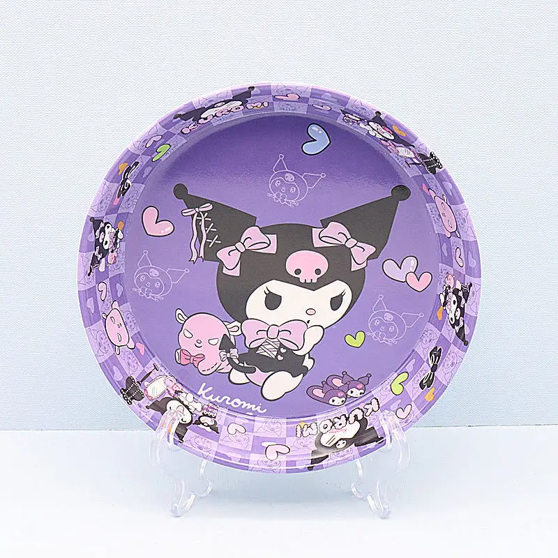 Sanrio Kuromi บนโต๊ะอาหารการ์ตูนอะนิเมะชามรอบผลไม้ Cinnamoroll เด็กน่ารักบนโต๊ะอาหารเครื่องครัวของขวัญ