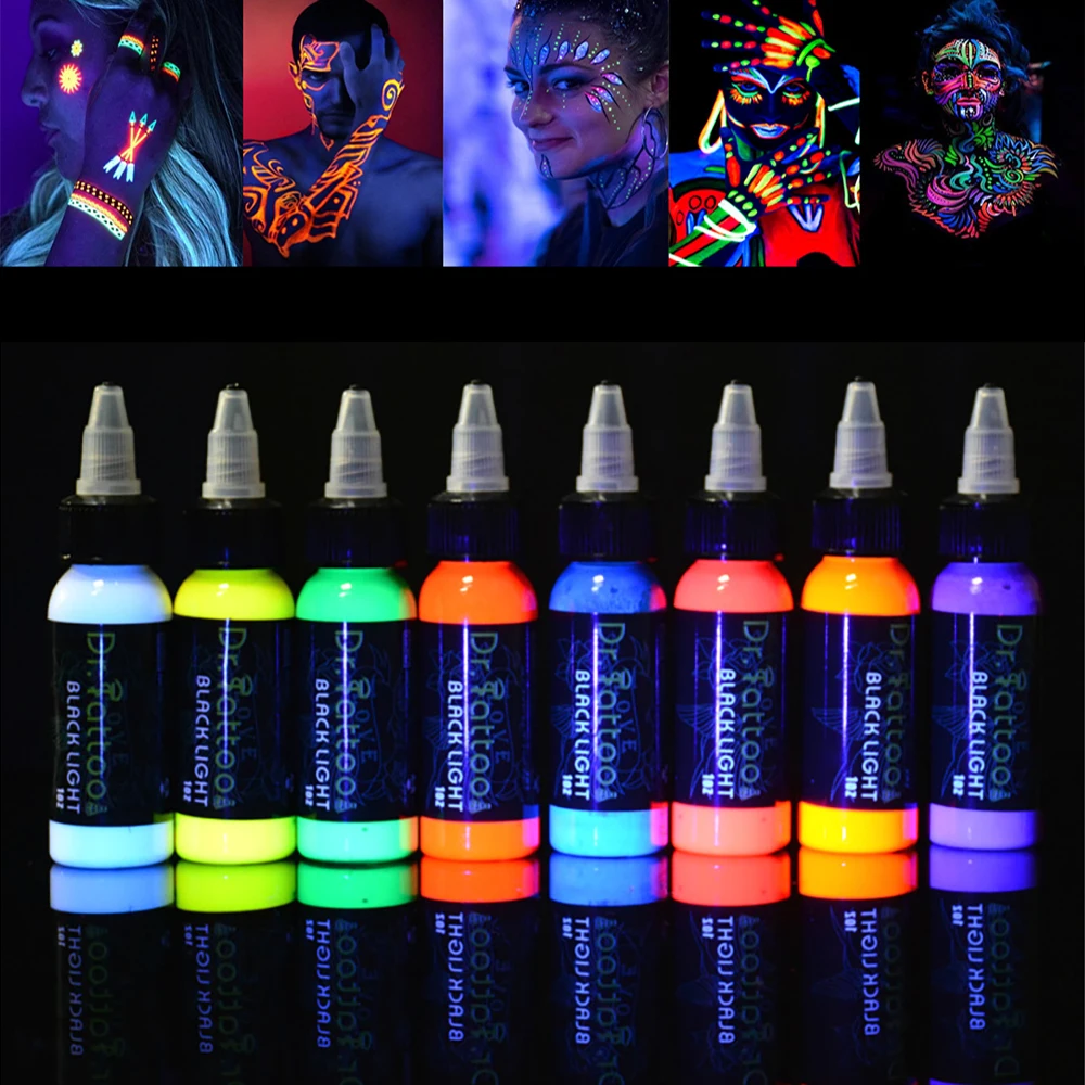 

30ml Fluorescent Pigment Color Tattoo Ink For Body Art Bright Fashion Party Purple Light Irradiation Tattoo Ink Supplies