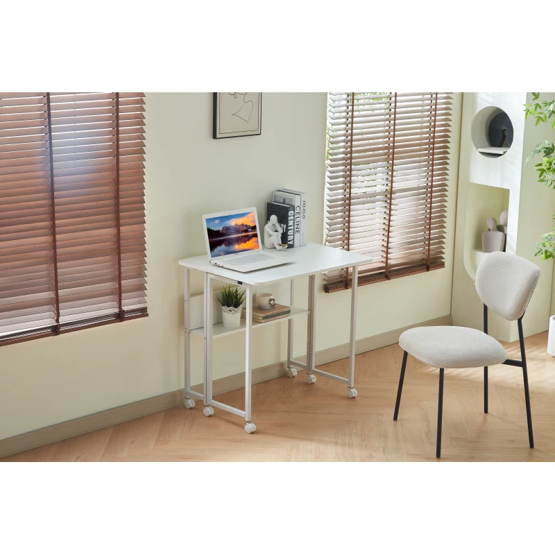 

Folding Desk Small Foldable Desk for Small Space, 31.5 Inches Writing Computer Desk in Study, Home Office Foldable Office Desk for Bedroom 80*58,white
